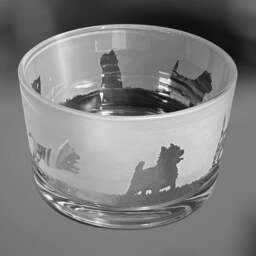 Cairn Terrier Bowl - Clear Glass Bowl With Cairn Terrier Frieze Design Perfect For Tealight Or Floating Candles Dish - thumbnail 2