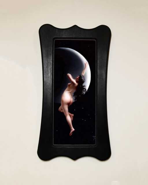Black Wooden Framed Picture, Art Nouveau Style, Luis Ricardo Falero, Moon Nymph, Print, Wall Hanging Home Decor - image 1