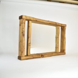 Mirror Shelf - Pillars Design Main Image Brown Mahogany Irregular Chunky Wood Distressed Driftwood Style Chic Mantel Shelving