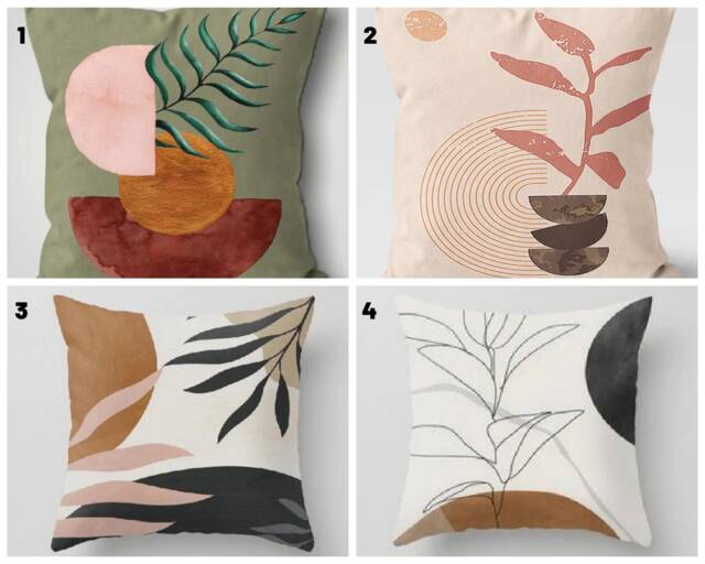 Geometric Cushion Cover/Abstract Pillow Case/Abstract Throw Top/Floral Case/Bedding Home Decor/Leaves Cover - image 1