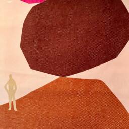 Abstract Wall Hanging/Tapestry, Pink, Xl Mountain, 90X150 cm, Robust Cotton, Red, On Top Of The World, Wall Hanging, Adds Atmosphere To Living Space - thumbnail 3