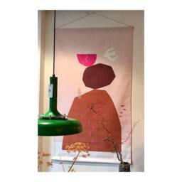 Abstract Wall Hanging/Tapestry, Pink, Xl Mountain, 90X150 cm, Robust Cotton, Red, On Top Of The World, Wall Hanging, Adds Atmosphere To Living Space - thumbnail 1
