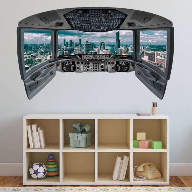 Vwaq Airplane Cockpit Wall Decal Mural - City - Cp23 - image 1