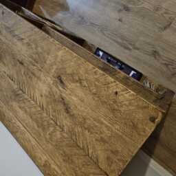 Rustic Pine Vinyl Record Storage Cabinet Turntable Stand & Amp Shelf - thumbnail 2