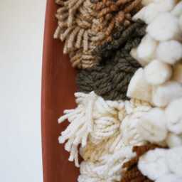 Handwoven Wool Wall Art Terracotta Clay Frame, Mushroom & Plant Dye - thumbnail 4