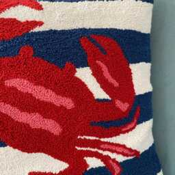 Handmade Tufted Crab Pillow Cover Nautical Coastal Decor - thumbnail 3