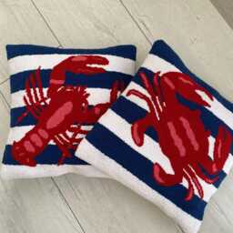 Handmade Tufted Crab Pillow Cover Nautical Coastal Decor - thumbnail 4