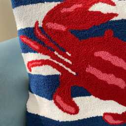 Handmade Tufted Crab Pillow Cover Nautical Coastal Decor - thumbnail 2
