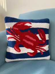 Handmade Tufted Crab Pillow Cover Nautical Coastal Decor