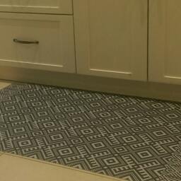 Free Shipping Kilim Pattern Decorative PVC Vinyl Mat Linoleum Rug - Gray- K-211 - thumbnail 2