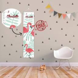 Custom Growth Chart - Ruler Kids -Tropical Growth Chart Tropical Nursery Decor Free Shipping Flamingo - thumbnail 1