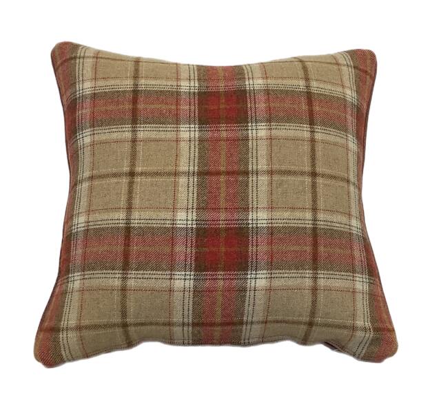 The Balmoral Clementine Tartan Piped Cushion - image 1