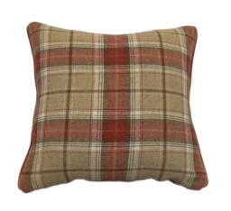 The Balmoral Clementine Tartan Piped Cushion - thumbnail 1
