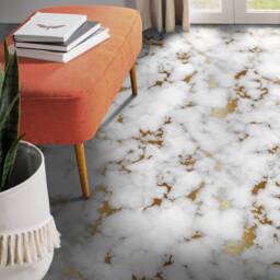 Artdeco Marble Gold Imitation Vinyl Flooring, White Retro Floor Cover, Flooring Decor, Abstract Modern Bedroom Inspirations - thumbnail 2