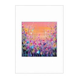 Flowers Orange A4 Size Print - Mounted Art Print Ready To Frame Hand Signed & Titled By Artist Sky Floral Boho Wall - thumbnail 2
