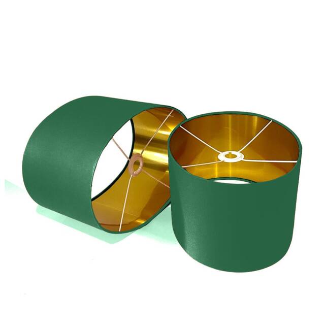 New Luxury High Quality Handmade Forest Green Cotton 66 Fabric Lamp Shade Oval Shape Oval Metallic Lining - image 1