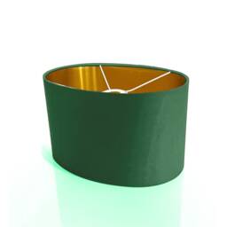 New Luxury High Quality Handmade Forest Green Cotton 66 Fabric Lamp Shade Oval Shape Oval Metallic Lining - thumbnail 2