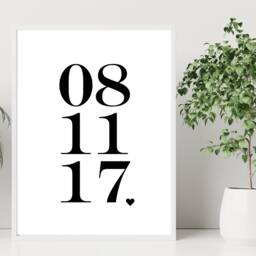 Personalised Date Any Colour Bold Print - Statement Poster Home Decor Gift Bespoke A5 A4 A3 Framed - thumbnail 3