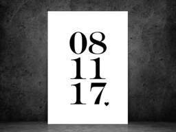 Personalised Date Any Colour Bold Print - Statement Poster Home Decor Gift Bespoke A5 A4 A3 Framed - thumbnail 1
