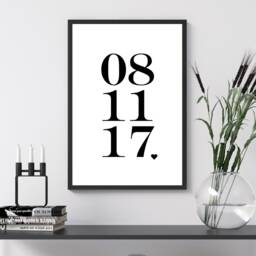 Personalised Date Any Colour Bold Print - Statement Poster Home Decor Gift Bespoke A5 A4 A3 Framed - thumbnail 2
