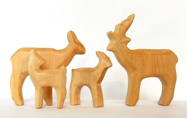 Deer Family, Herd Of Deer, Wooden Animals, Waldorf Toys - image 1