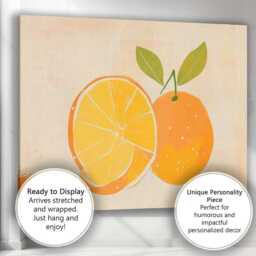 Minimalist Orange Citrus Fruit Illustration Canvas Wall Art Print Decor Picture Ready To Hang - thumbnail 3