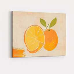 Minimalist Orange Citrus Fruit Illustration Canvas Wall Art Print Decor Picture Ready To Hang - thumbnail 4