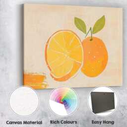 Minimalist Orange Citrus Fruit Illustration Canvas Wall Art Print Decor Picture Ready To Hang - thumbnail 2