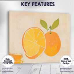 Minimalist Orange Citrus Fruit Illustration Canvas Wall Art Print Decor Picture Ready To Hang - thumbnail 1