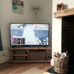 Chunky Rustic Corner Tv Unit Metis Midi Media Console, Farmhouse Style - thumbnail 2