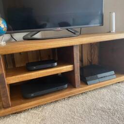 Chunky Rustic Corner Tv Unit Metis Midi Media Console, Farmhouse Style - thumbnail 3
