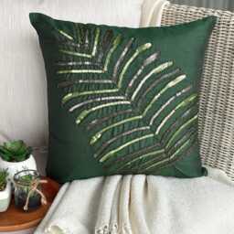 "Art Silk Dark Green Tropical Throw Pillow 16""x16" - thumbnail 1