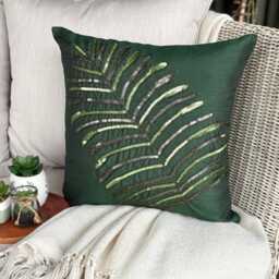 "Art Silk Dark Green Tropical Throw Pillow 16""x16" - thumbnail 2