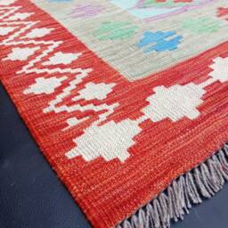 Multicolour Kilim Rug, Handmade Artisan Afghan Turkish Aztec Sheep Wool Rug 197x155 cm - thumbnail 2