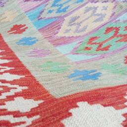 Multicolour Kilim Rug, Handmade Artisan Afghan Turkish Aztec Sheep Wool Rug 197x155 cm - thumbnail 3