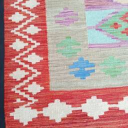 Multicolour Kilim Rug, Handmade Artisan Afghan Turkish Aztec Sheep Wool Rug 197x155 cm - thumbnail 4