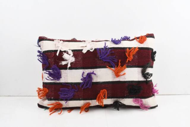 Handwoven Kilim Lumbar Pillow Bohemian Home Decor - 16x24 Inch - image 1