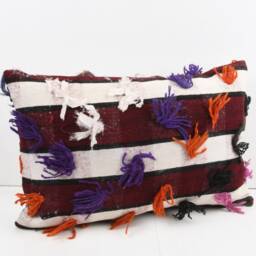 Handwoven Kilim Lumbar Pillow Bohemian Home Decor - 16x24 Inch - thumbnail 2
