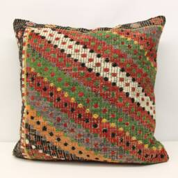 Handmade Kilim Pillow Cover 24x24, Rustic Home Design - thumbnail 2