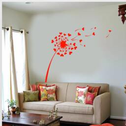 Wall Vinyl Decal Abstract Dandelions Puffball Seeds Shaped Like Hearts Flower Ornament Modern Home Decor - #1131Dz - thumbnail 2