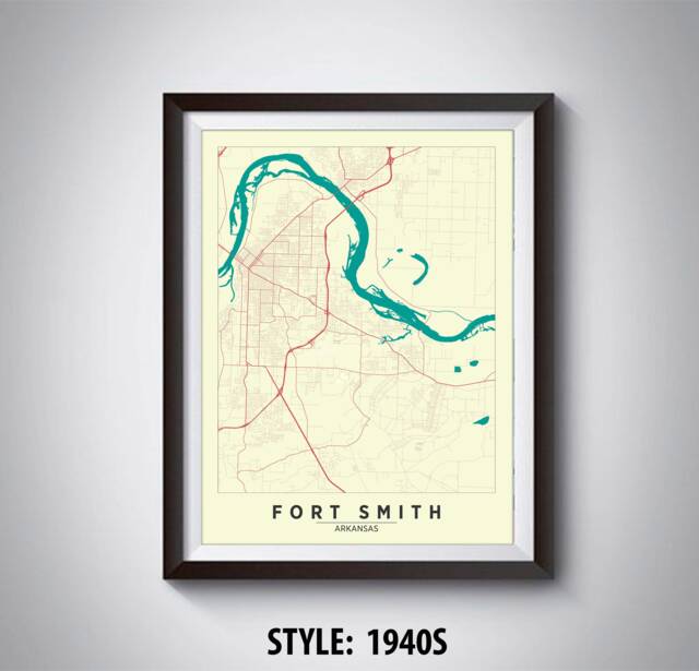 Fort Smith Ar Map Print Vintage Style Travel Poster, Office Wall Art - image 1