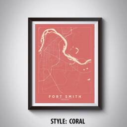 Fort Smith Ar Map Print Vintage Style Travel Poster, Office Wall Art - thumbnail 3