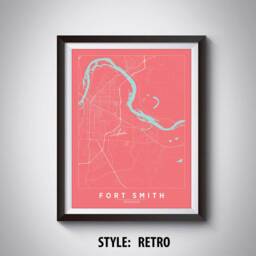 Fort Smith Ar Map Print Vintage Style Travel Poster, Office Wall Art - thumbnail 4