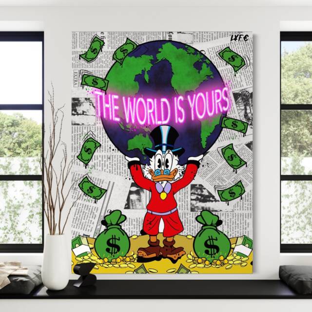 Scrooge Mcduck Canvas Scarface The World Is Yours - Gifts For Him Alec Monopoly Luxury Art - image 1