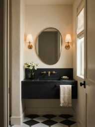 Oval Brass Mirror - Elegant Round Asymmetrical Organic Bathroom Vanity Mirrors