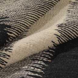 Handwoven Wool Kilim Rug Modern Black & Beige Flatweave Runner, Living Room Boho Minimalist Decor - thumbnail 3
