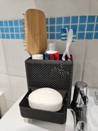 Handmade Wall Mount Bathroom Organizer Toothbrush, Soap & Hairbrush Holder