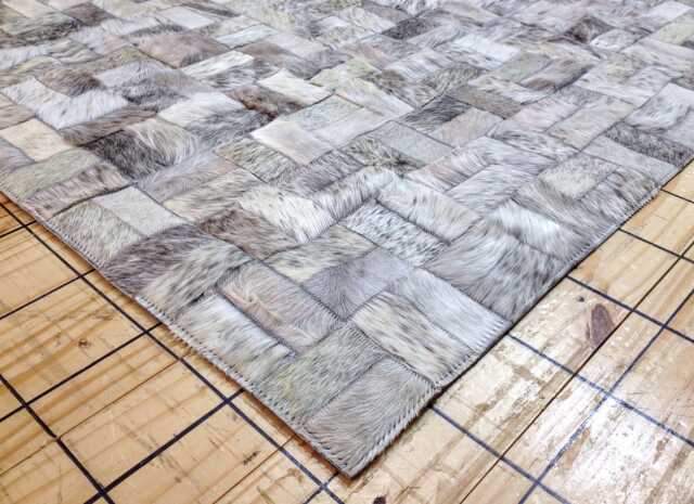 Patchwork Cowhide Rug Grey Brindle Leather - Handcrafted, Custom Order - image 1