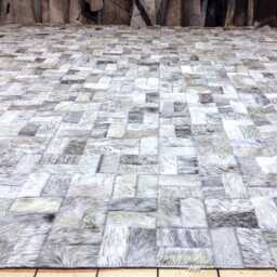Patchwork Cowhide Rug Grey Brindle Leather - Handcrafted, Custom Order - thumbnail 3