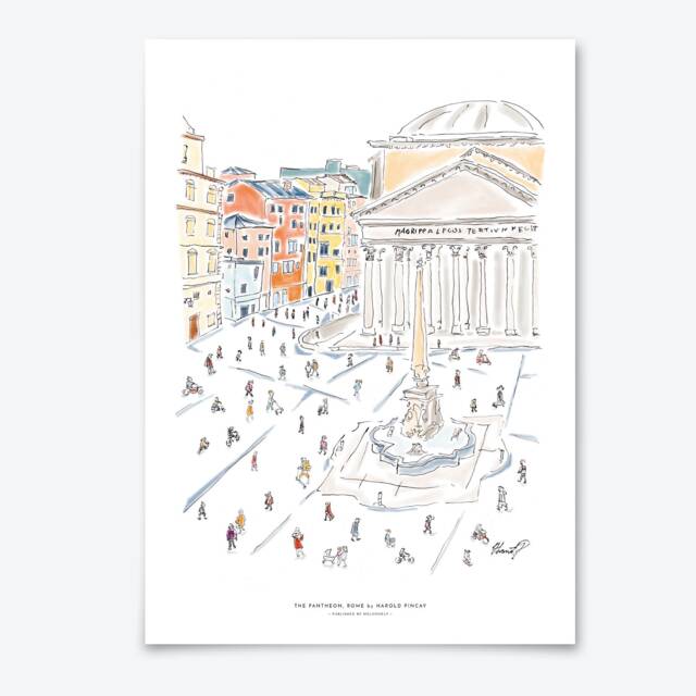 Pantheon Rome Wall Print By Harold Pincay - Gicl??e Fine Art Paper Unframed - image 1